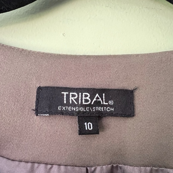 ⭐️ SALE $18 ⭐️ Tribal Cotton Stretch Three Quarter Puff Sleeve Khaki Jacket - Picture 3 of 10
